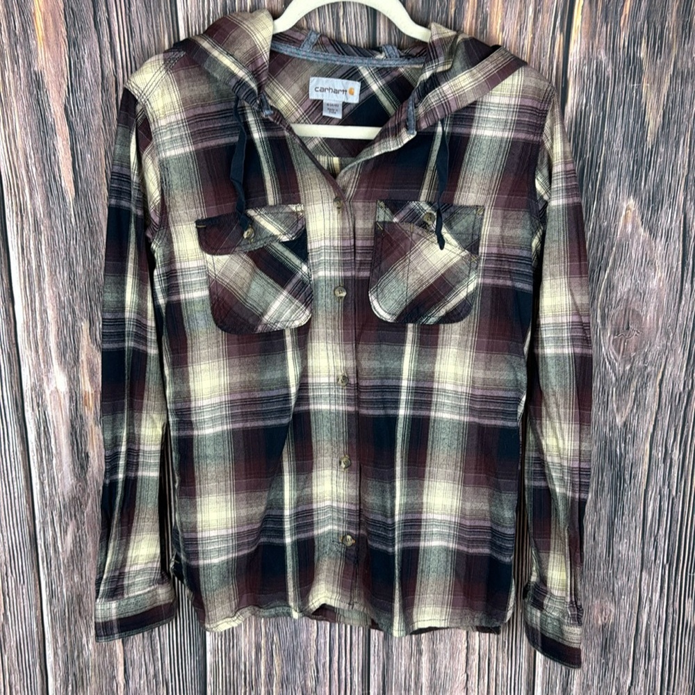 Carhartt Plaid Hooded Top- Size 4/6